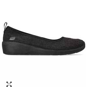 Skechers Arya – Airy Days Black Crochet‑Mesh Wedge Skimmer Sneakers W 8